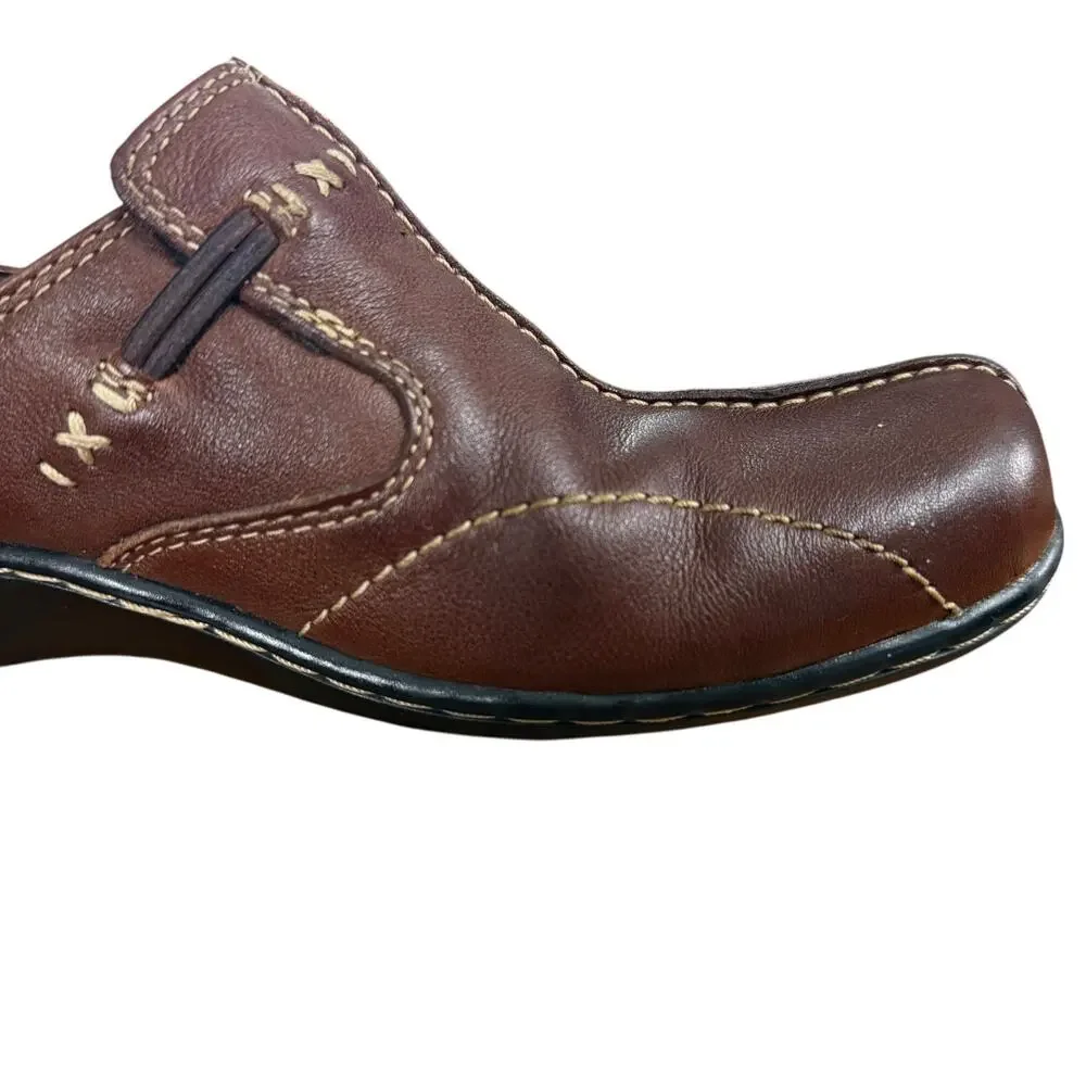 Clarks Bendables Brown Leather Comfort Shoes Slip On Loafers Casual Shoes sz 8 - Picture 2 of 16